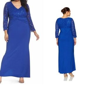 BLUE SAGE SEQUIN LACE TOP MEIMAID GOWN 🆕